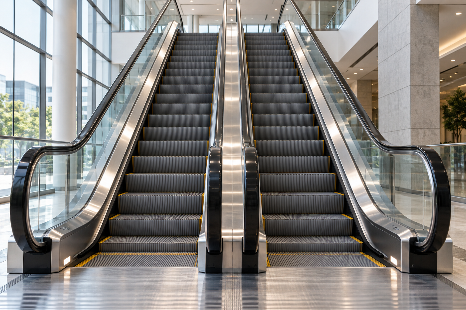 Escadas rolantes em edifício comercial — imagem ilustrativa